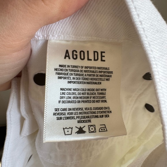 Agolde White Denim High Rise Riley Crop Straight Leg Jeans Womens 29 Casual - Picture 7 of 8